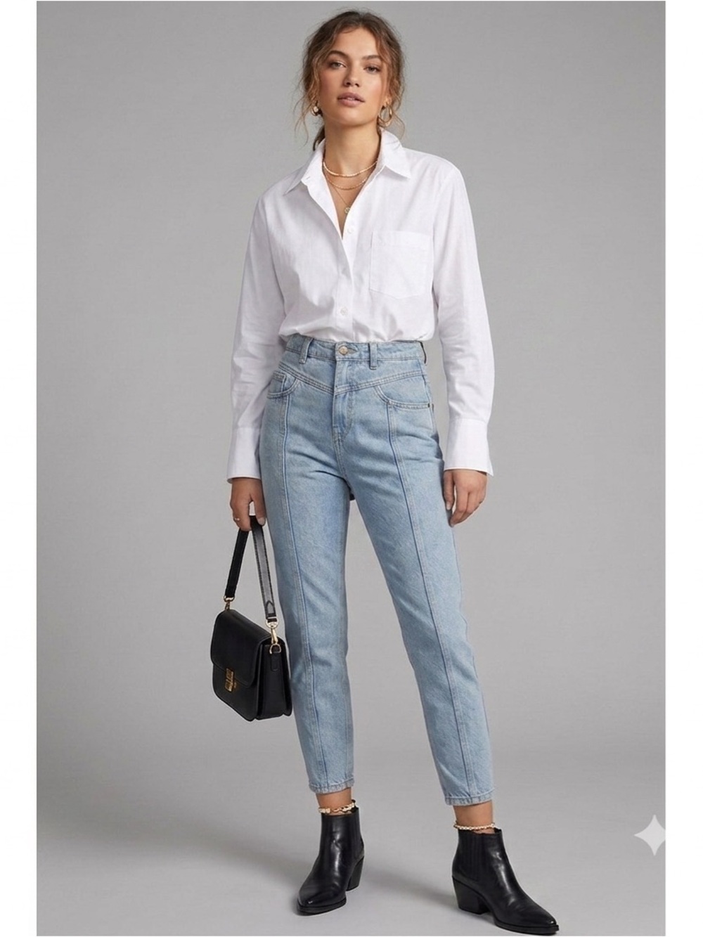 Topshop Mom Super High Rise Blue Denim Jeans